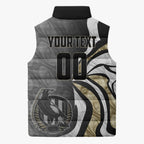 Personalised Collingwood Magpies Sleeveless Puffer Jacket Trippy Psychedelic Abstract Art Mascot Football Fans