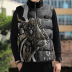 Personalised Collingwood Magpies Sleeveless Puffer Jacket Trippy Psychedelic Abstract Art Mascot Football Fans