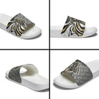 Personalised Collingwood Magpies Slide Sandals Trippy Psychedelic Abstract Art Mascot Football Fans