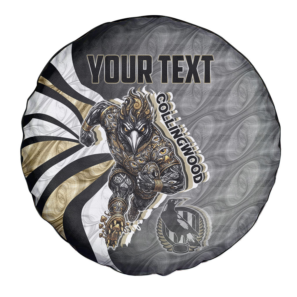 Personalised Collingwood Magpies Spare Tire Cover Trippy Psychedelic Abstract Art Mascot Football Fans