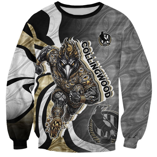 Personalised Collingwood Magpies Sweatshirt Trippy Psychedelic Abstract Art Mascot Football Fans