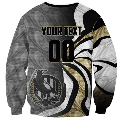 Personalised Collingwood Magpies Sweatshirt Trippy Psychedelic Abstract Art Mascot Football Fans