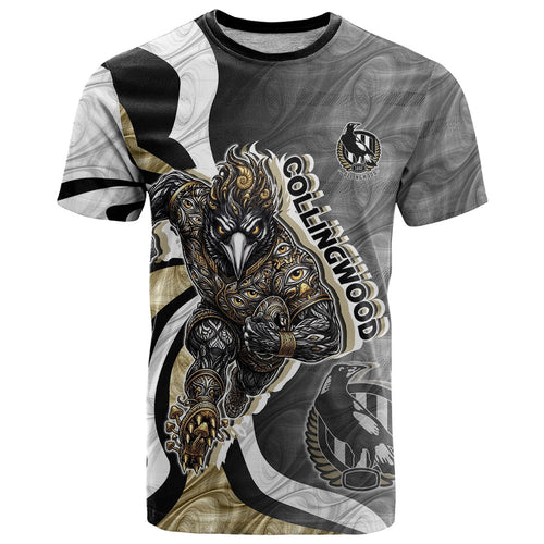 Personalised Collingwood Magpies T Shirt Trippy Psychedelic Abstract Art Mascot Football Fans