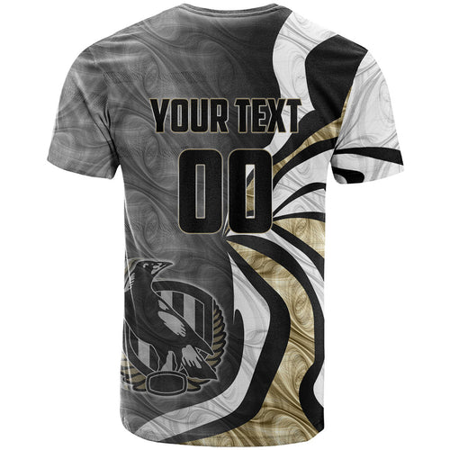 Personalised Collingwood Magpies T Shirt Trippy Psychedelic Abstract Art Mascot Football Fans