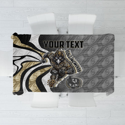 Personalised Collingwood Magpies Tablecloth Trippy Psychedelic Abstract Art Mascot Football Fans