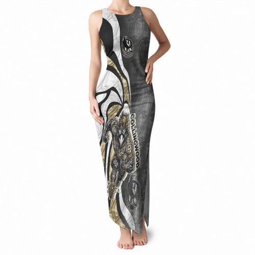 Personalised Collingwood Magpies Tank Maxi Dress Trippy Psychedelic Abstract Art Mascot Football Fans