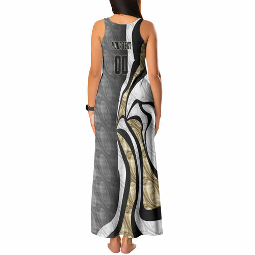 Personalised Collingwood Magpies Tank Maxi Dress Trippy Psychedelic Abstract Art Mascot Football Fans