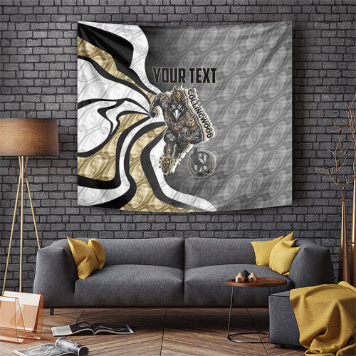 Personalised Collingwood Magpies Tapestry Trippy Psychedelic Abstract Art Mascot Football Fans