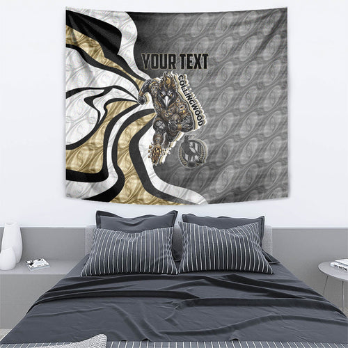 Personalised Collingwood Magpies Tapestry Trippy Psychedelic Abstract Art Mascot Football Fans