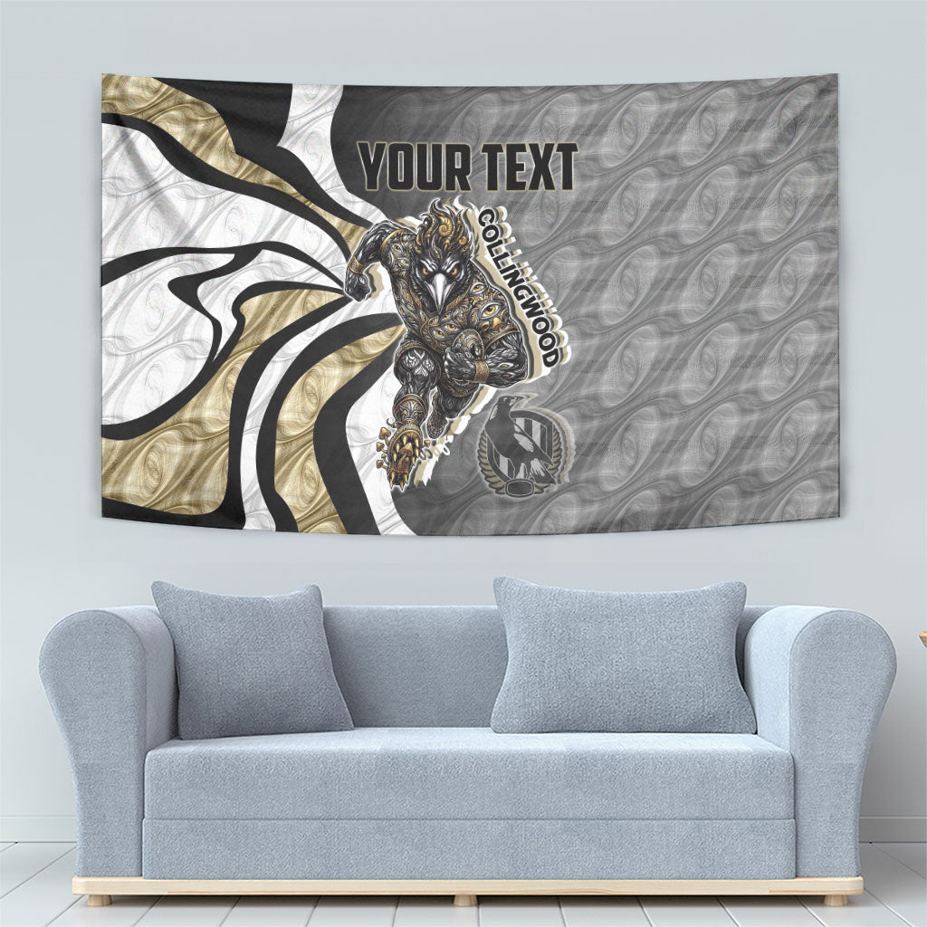 Personalised Collingwood Magpies Tapestry Trippy Psychedelic Abstract Art Mascot Football Fans
