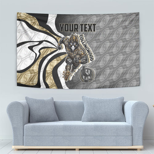 Personalised Collingwood Magpies Tapestry Trippy Psychedelic Abstract Art Mascot Football Fans