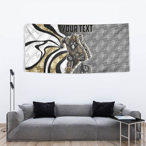 Personalised Collingwood Magpies Tapestry Trippy Psychedelic Abstract Art Mascot Football Fans