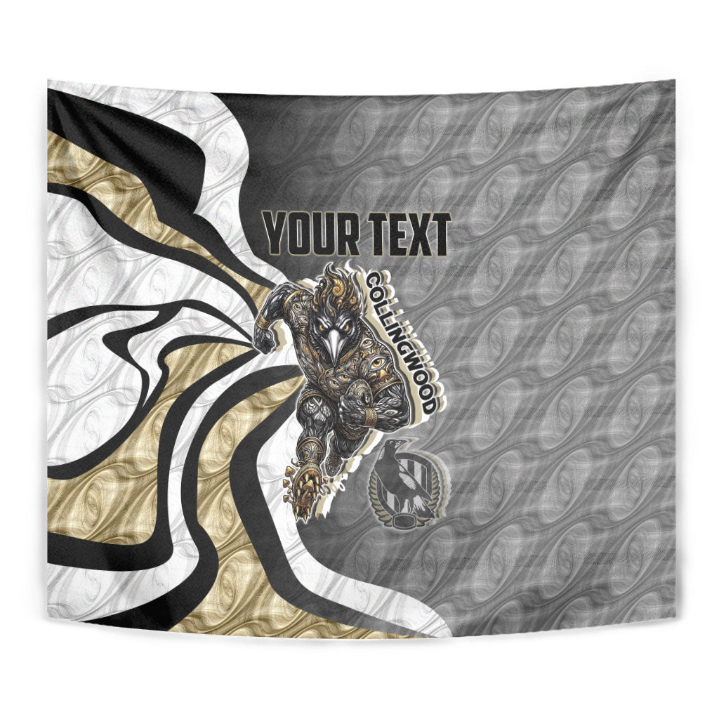 Personalised Collingwood Magpies Tapestry Trippy Psychedelic Abstract Art Mascot Football Fans