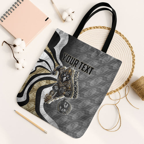 Personalised Collingwood Magpies Tote Bag Trippy Psychedelic Abstract Art Mascot Football Fans