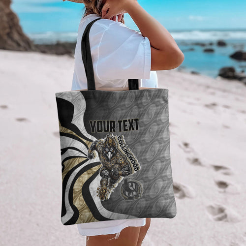 Personalised Collingwood Magpies Tote Bag Trippy Psychedelic Abstract Art Mascot Football Fans