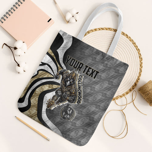 Personalised Collingwood Magpies Tote Bag Trippy Psychedelic Abstract Art Mascot Football Fans