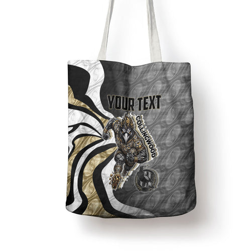 Personalised Collingwood Magpies Tote Bag Trippy Psychedelic Abstract Art Mascot Football Fans