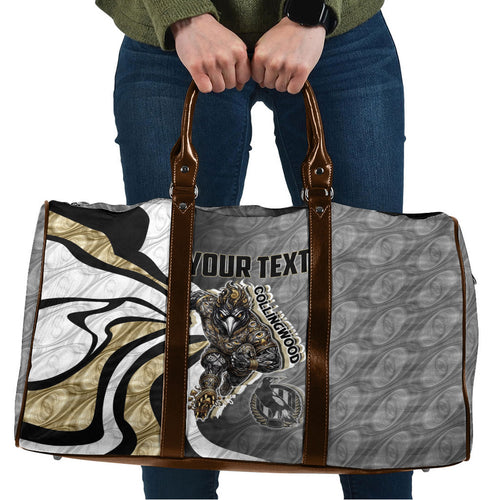 Personalised Collingwood Magpies Travel Bag Trippy Psychedelic Abstract Art Mascot Football Fans