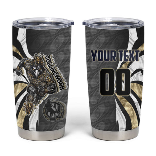 Personalised Collingwood Magpies Tumbler Cup Trippy Psychedelic Abstract Art Mascot Football Fans