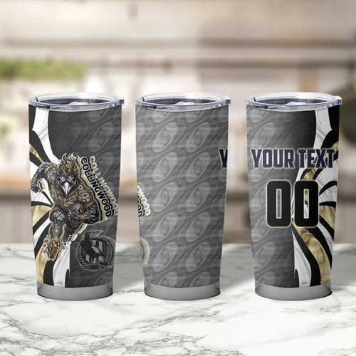 Personalised Collingwood Magpies Tumbler Cup Trippy Psychedelic Abstract Art Mascot Football Fans