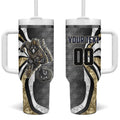Personalised Collingwood Magpies Tumbler With Handle Trippy Psychedelic Abstract Art Mascot Football Fans
