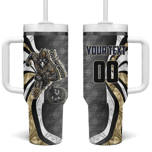 Personalised Collingwood Magpies Tumbler With Handle Trippy Psychedelic Abstract Art Mascot Football Fans
