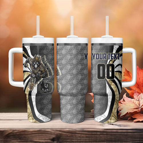 Personalised Collingwood Magpies Tumbler With Handle Trippy Psychedelic Abstract Art Mascot Football Fans