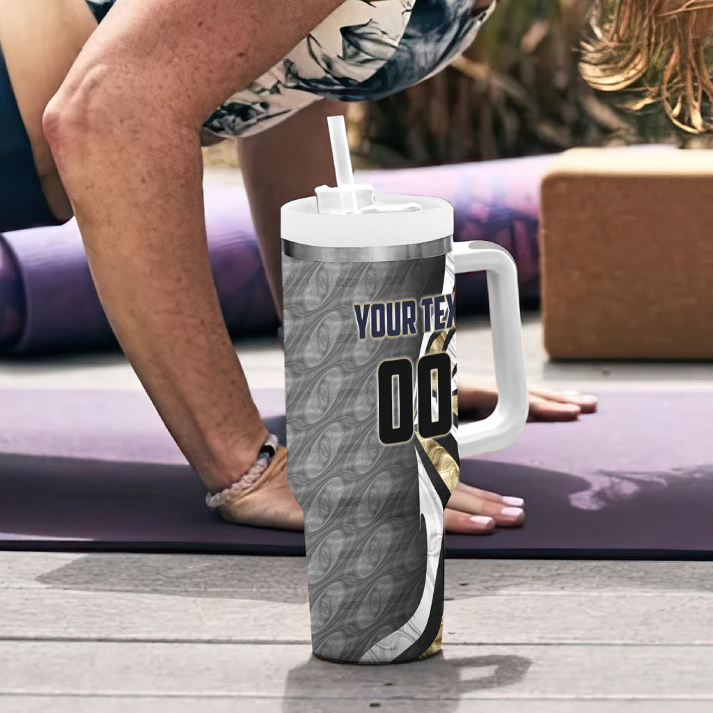 Personalised Collingwood Magpies Tumbler With Handle Trippy Psychedelic Abstract Art Mascot Football Fans