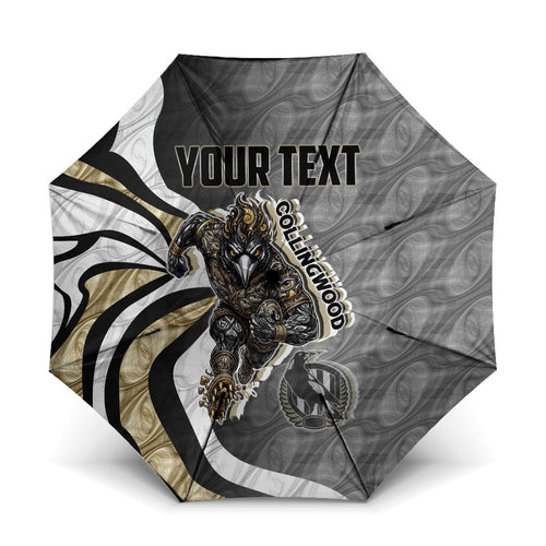 Personalised Collingwood Magpies Umbrella Trippy Psychedelic Abstract Art Mascot Football Fans
