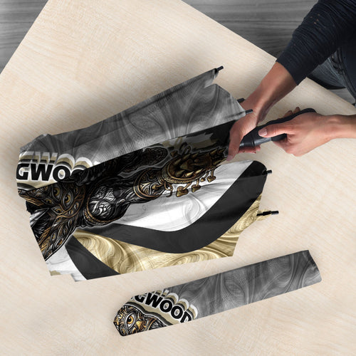 Personalised Collingwood Magpies Umbrella Trippy Psychedelic Abstract Art Mascot Football Fans