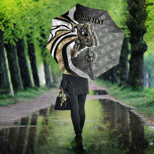 Personalised Collingwood Magpies Umbrella Trippy Psychedelic Abstract Art Mascot Football Fans
