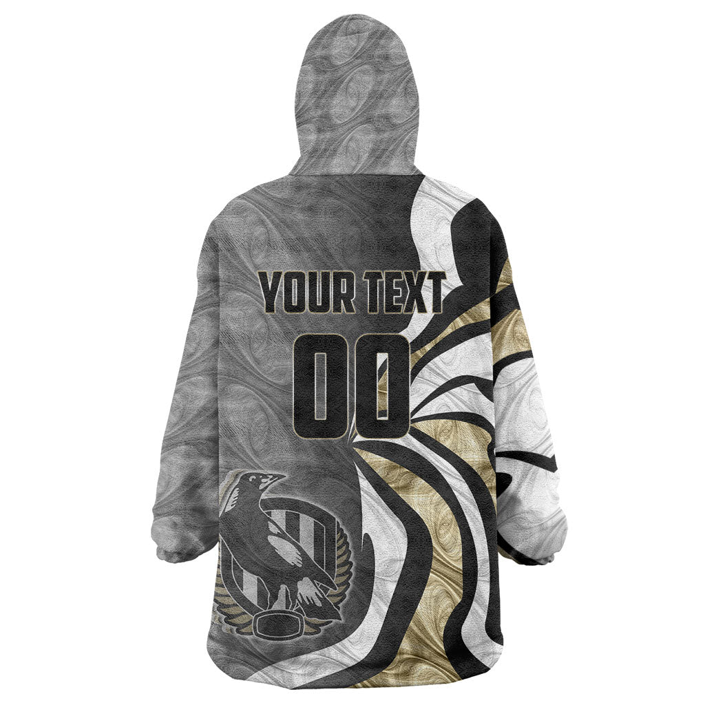 Personalised Collingwood Magpies Wearable Blanket Hoodie Trippy Psychedelic Abstract Art Mascot Football Fans