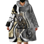 Personalised Collingwood Magpies Wearable Blanket Hoodie Trippy Psychedelic Abstract Art Mascot Football Fans
