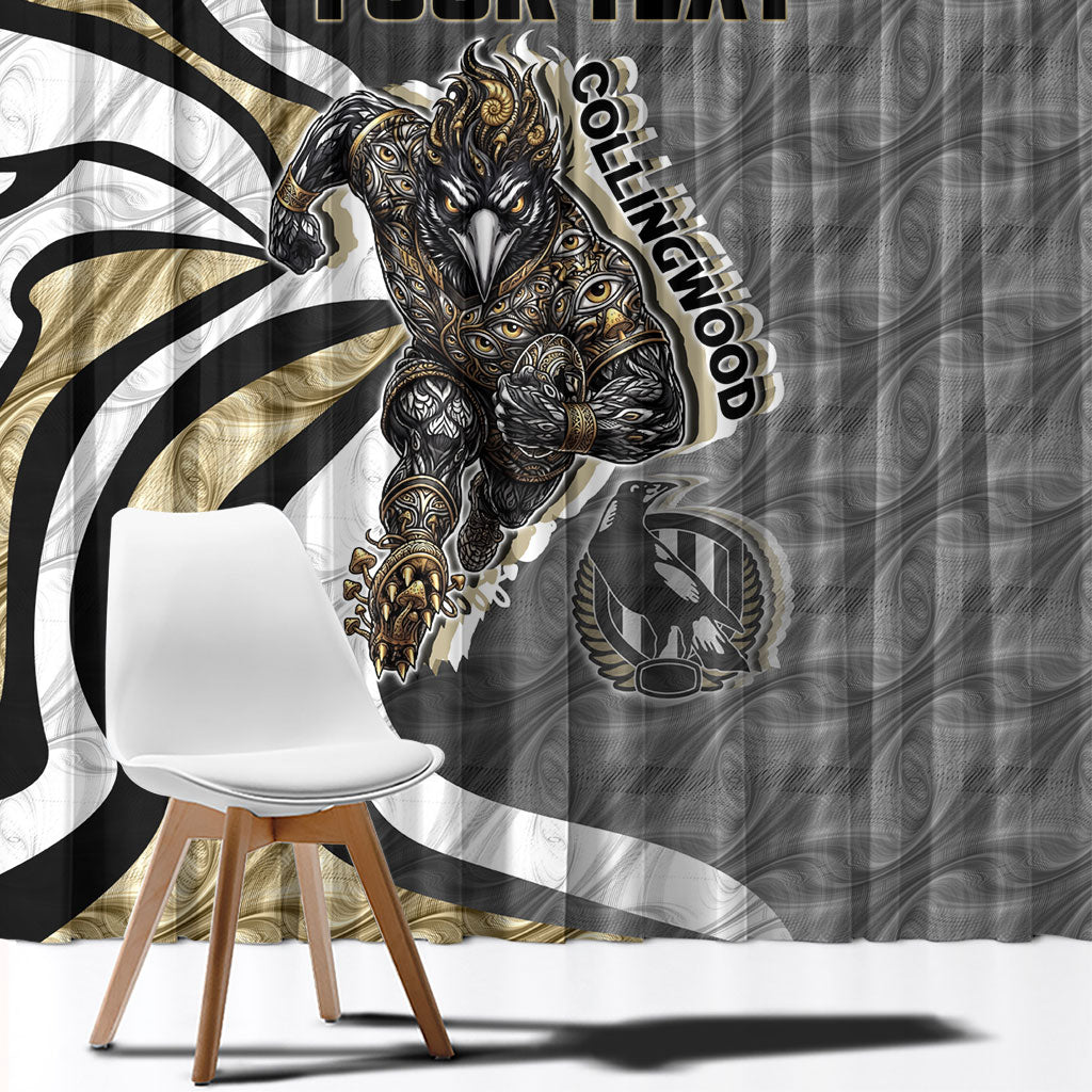 Personalised Collingwood Magpies Window Curtain Trippy Psychedelic Abstract Art Mascot Football Fans