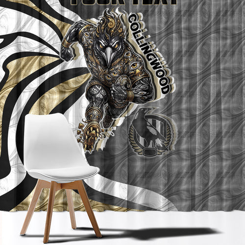 Personalised Collingwood Magpies Window Curtain Trippy Psychedelic Abstract Art Mascot Football Fans