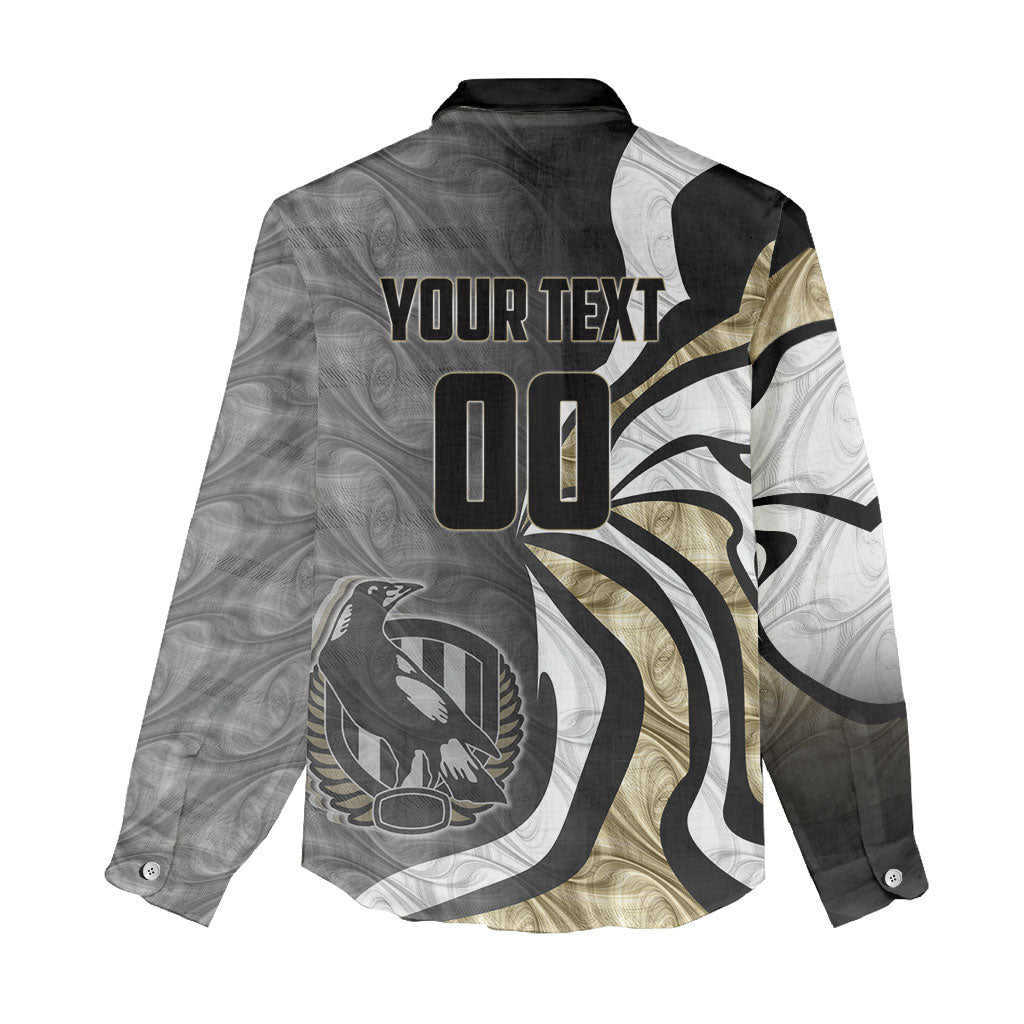 Personalised Collingwood Magpies Women Casual Shirt Trippy Psychedelic Abstract Art Mascot Football Fans