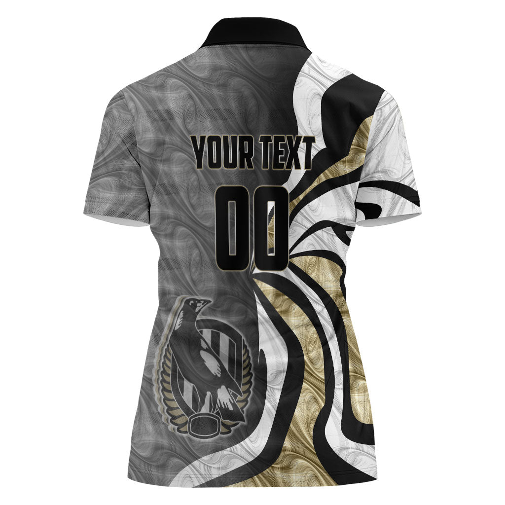 Personalised Collingwood Magpies Women Polo Shirt Trippy Psychedelic Abstract Art Mascot Football Fans