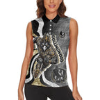 Personalised Collingwood Magpies Women Sleeveless Polo Shirt Trippy Psychedelic Abstract Art Mascot Football Fans