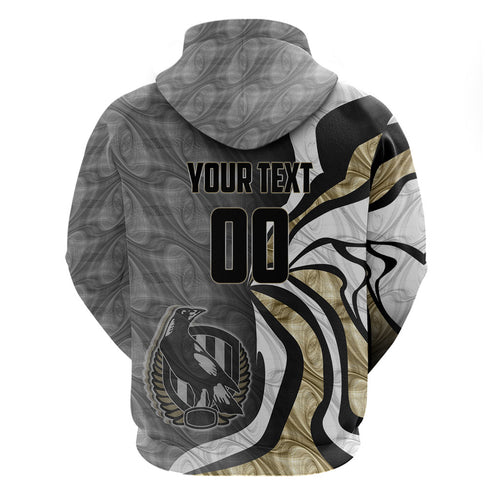 Personalised Collingwood Magpies Zip Hoodie Trippy Psychedelic Abstract Art Mascot Football Fans