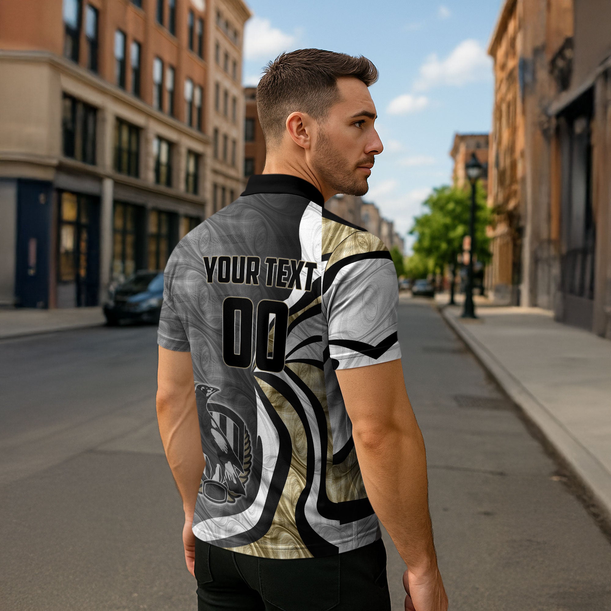 Personalised Collingwood Magpies Zipper Polo Shirt Trippy Psychedelic Abstract Art Mascot Football Fans