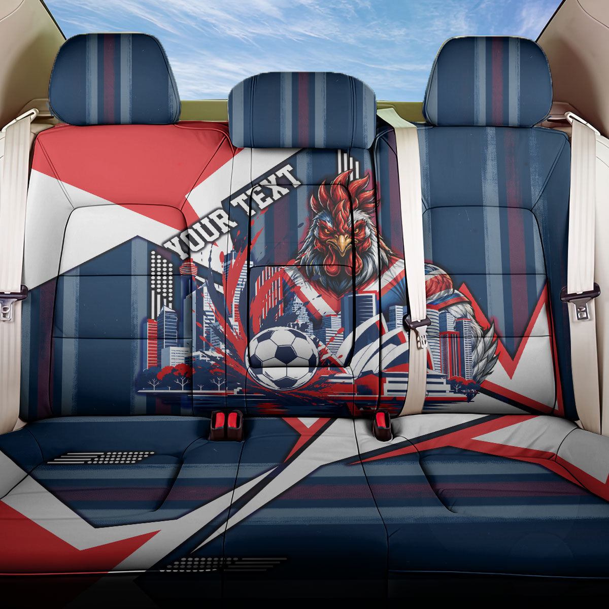 Personalised Sydney Roosters City Of Rugby Back Car Seat Cover Sydney City Skyline Illustration Dynamic Sport Fan