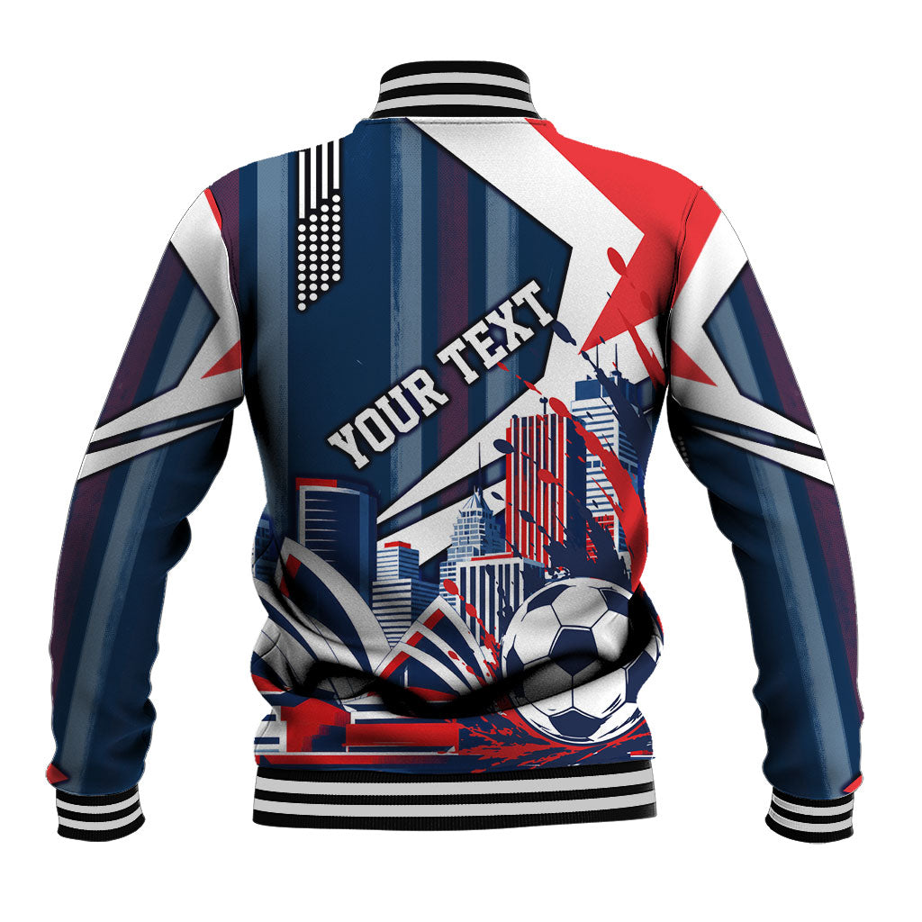 Personalised Sydney Roosters City Of Rugby Baseball Jacket Sydney City Skyline Illustration Dynamic Sport Fan