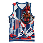 Personalised Sydney Roosters City Of Rugby Basketball Jersey Sydney City Skyline Illustration Dynamic Sport Fan