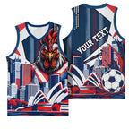 Personalised Sydney Roosters City Of Rugby Basketball Jersey Sydney City Skyline Illustration Dynamic Sport Fan