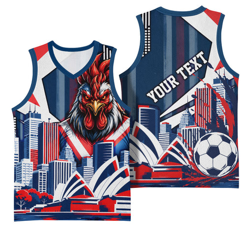 Personalised Sydney Roosters City Of Rugby Basketball Jersey Sydney City Skyline Illustration Dynamic Sport Fan