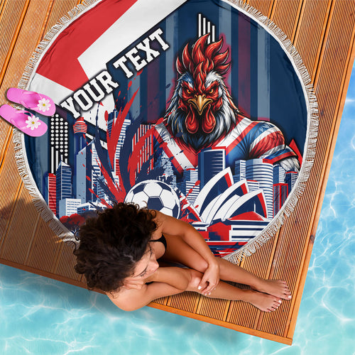 Personalised Sydney Roosters City Of Rugby Beach Blanket Sydney City Skyline Illustration Dynamic Sport Fan