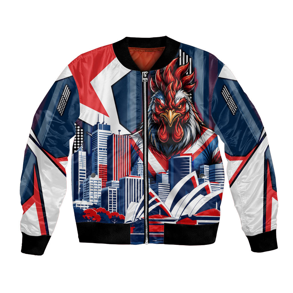 Personalised Sydney Roosters City Of Rugby Bomber Jacket Sydney City Skyline Illustration Dynamic Sport Fan