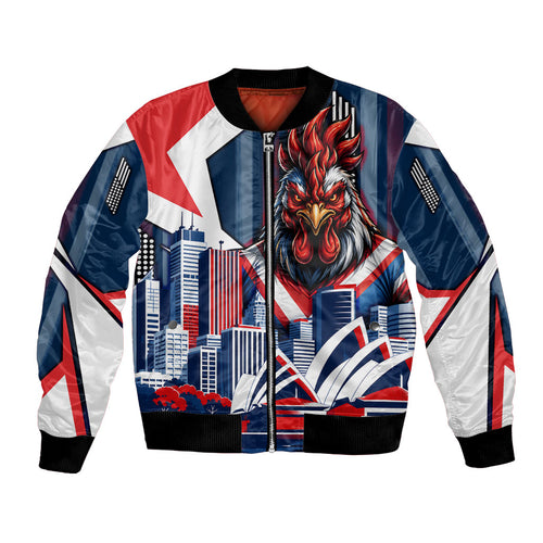 Personalised Sydney Roosters City Of Rugby Bomber Jacket Sydney City Skyline Illustration Dynamic Sport Fan
