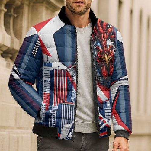 Personalised Sydney Roosters City Of Rugby Bomber Puffer Jacket Sydney City Skyline Illustration Dynamic Sport Fan
