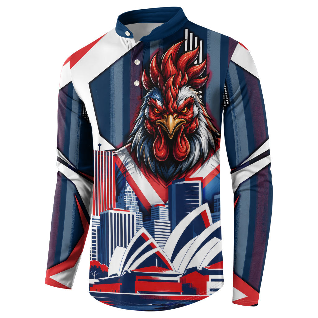Personalised Sydney Roosters City Of Rugby Button Sweatshirt Sydney City Skyline Illustration Dynamic Sport Fan